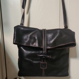 Dooney & Bourke Florentine Foldover Toggle Black Leather Crossbody Bag